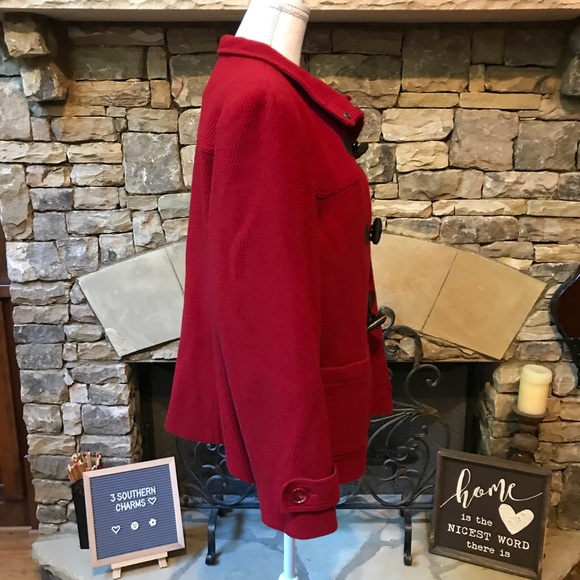 NWOT Talbots Red Pea Coat Size 16 - Picture 5 of 8